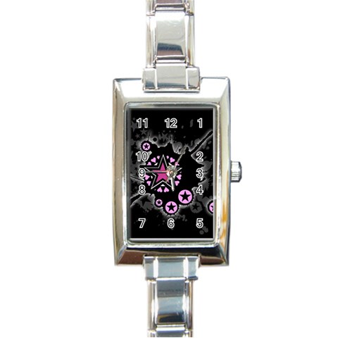 Pink Star Explosion Rectangular Italian Charm Watch from ArtsNow.com Front