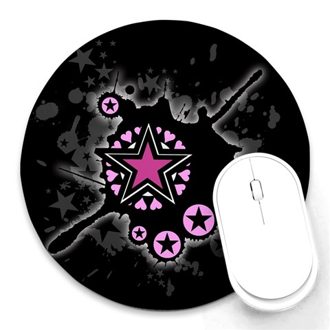 Pink Star Explosion Round Mousepad from ArtsNow.com Front