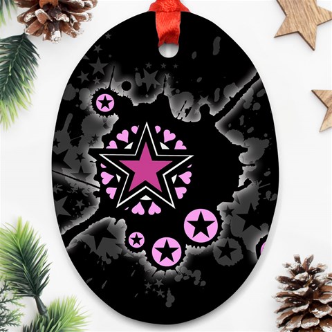 Pink Star Explosion Ornament (Oval) from ArtsNow.com Front