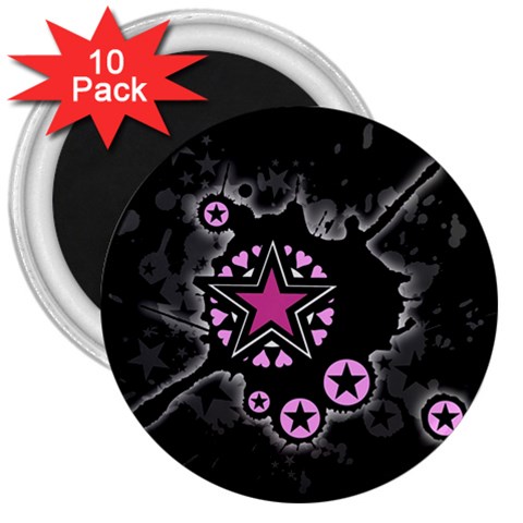 Pink Star Explosion 3  Magnet (10 pack) from ArtsNow.com Front