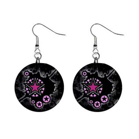 Pink Star Explosion 1  Button Earrings from ArtsNow.com Front