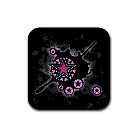 Pink Star Explosion Rubber Coaster (Square) from ArtsNow.com Front