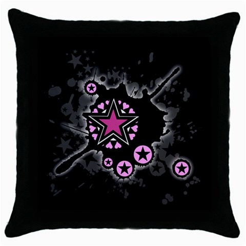 Pink Star Explosion Throw Pillow Case (Black) from ArtsNow.com Front