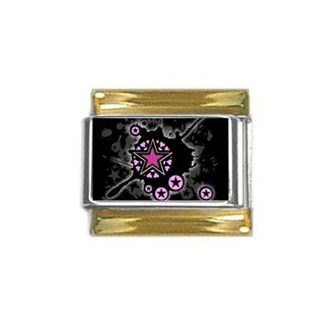 Pink Star Explosion Gold Trim Italian Charm (9mm) from ArtsNow.com Front