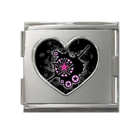 Pink Star Explosion Mega Link Heart Italian Charm (18mm) from ArtsNow.com Front