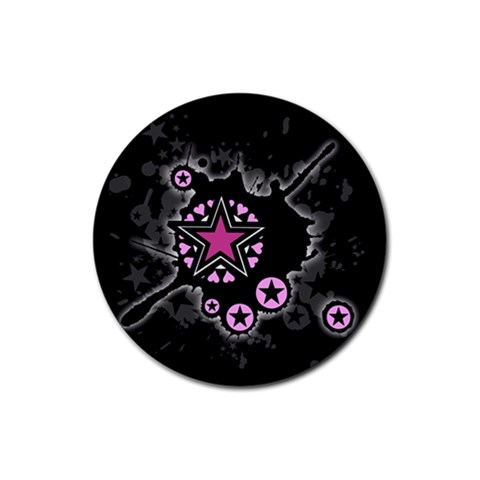 Pink Star Explosion Rubber Round Coaster (4 pack) from ArtsNow.com Front