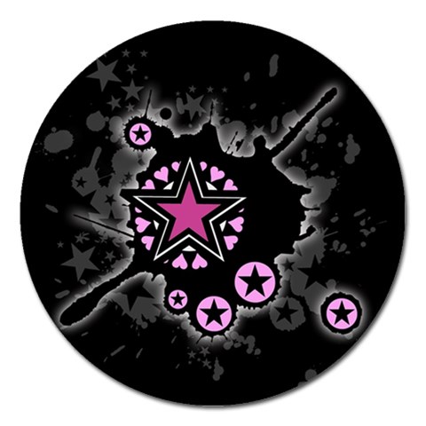 Pink Star Explosion Magnet 5  (Round) from ArtsNow.com Front