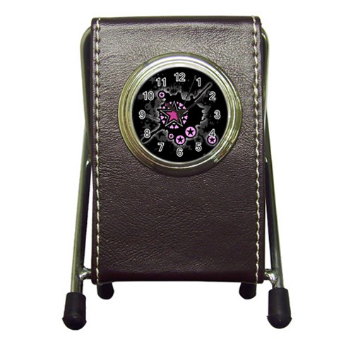 Pink Star Explosion Pen Holder Desk Clock from ArtsNow.com Front