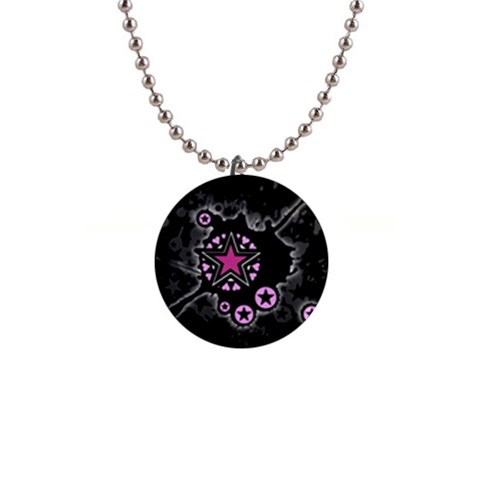 Pink Star Explosion 1  Button Necklace from ArtsNow.com Front