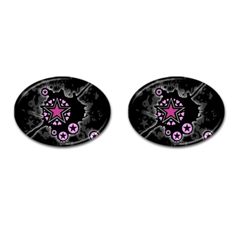 Pink Star Explosion Cufflinks (Oval) from ArtsNow.com Front(Pair)