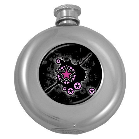 Pink Star Explosion Hip Flask (5 oz) from ArtsNow.com Front