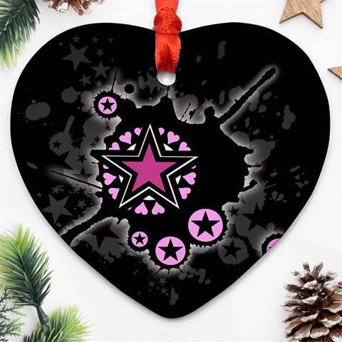 Pink Star Explosion Heart Ornament (Two Sides) from ArtsNow.com Back