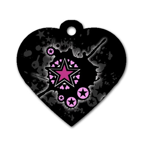 Pink Star Explosion Dog Tag Heart (One Side) from ArtsNow.com Front