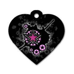 Pink Star Explosion Dog Tag Heart (Two Sides) from ArtsNow.com Front