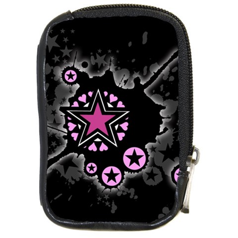 Pink Star Explosion Compact Camera Leather Case from ArtsNow.com Front