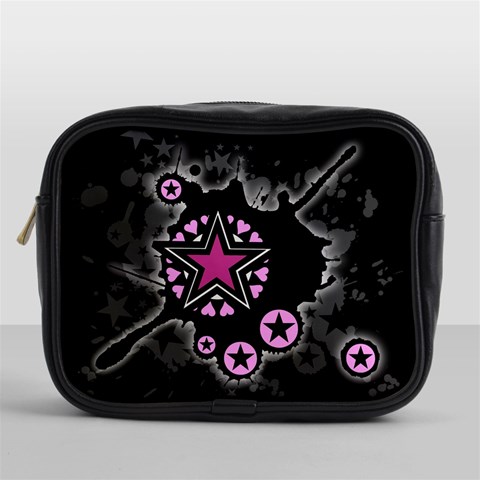 Pink Star Explosion Mini Toiletries Bag (One Side) from ArtsNow.com Front