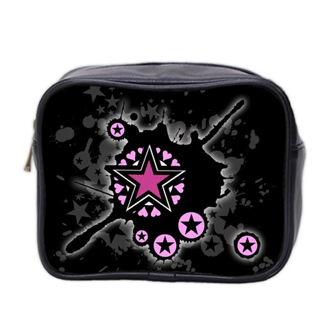 Pink Star Explosion Mini Toiletries Bag (Two Sides) from ArtsNow.com Front