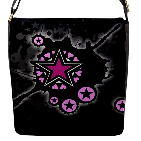 Pink Star Explosion Flap closure messenger bag (Small) from ArtsNow.com Front