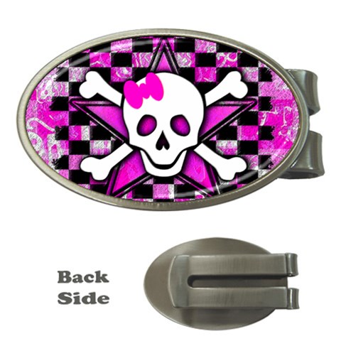 Pink Star Skull Money Clip (Oval) from ArtsNow.com Front