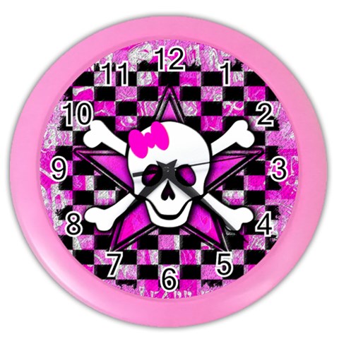 Pink Star Skull Color Wall Clock from ArtsNow.com Front