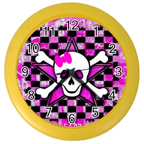 Pink Star Skull Color Wall Clock from ArtsNow.com Front