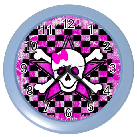 Pink Star Skull Color Wall Clock from ArtsNow.com Front