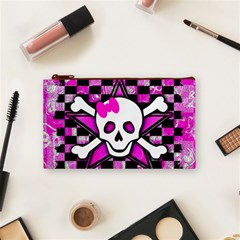 Pink Star Skull Cosmetic Bag (Small) from ArtsNow.com Front