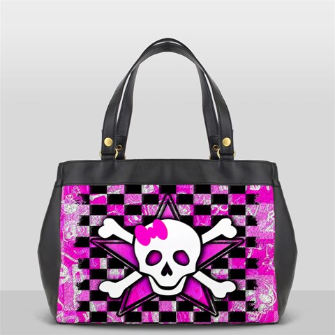 Pink Star Skull Oversize Office Handbag (Two Sides) from ArtsNow.com Front