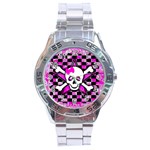 Pink Star Skull Stainless Steel Analogue Men’s Watch