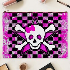 Pink Star Skull Cosmetic Bag (XXXL) from ArtsNow.com Front