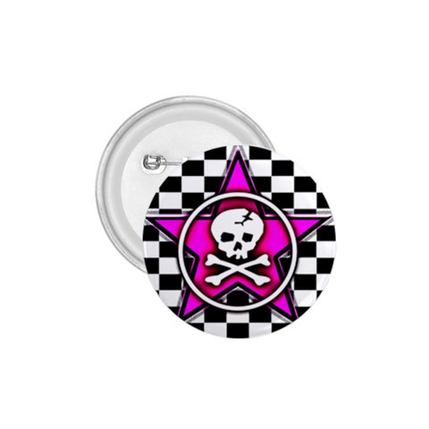 Pink Star Skull Checker 1.75  Button from ArtsNow.com Front