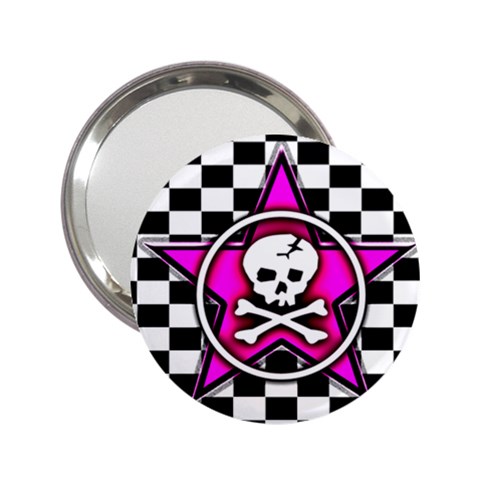 Pink Star Skull Checker 2.25  Handbag Mirror from ArtsNow.com Front