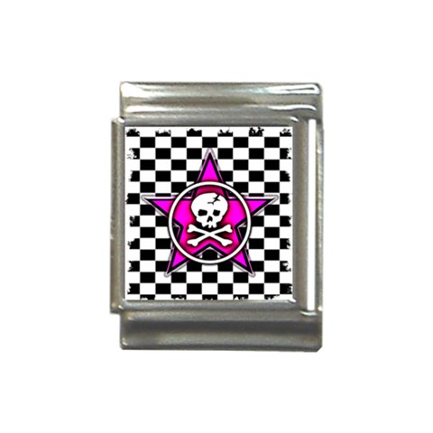 Pink Star Skull Checker Italian Charm (13mm) from ArtsNow.com Front