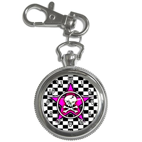 Pink Star Skull Checker Key Chain Watch from ArtsNow.com Front