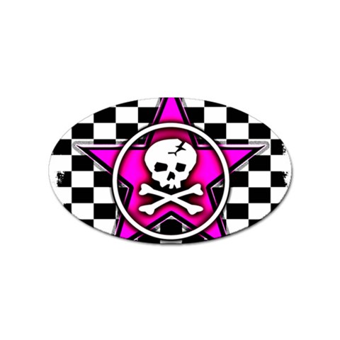 Pink Star Skull Checker Sticker (Oval) from ArtsNow.com Front