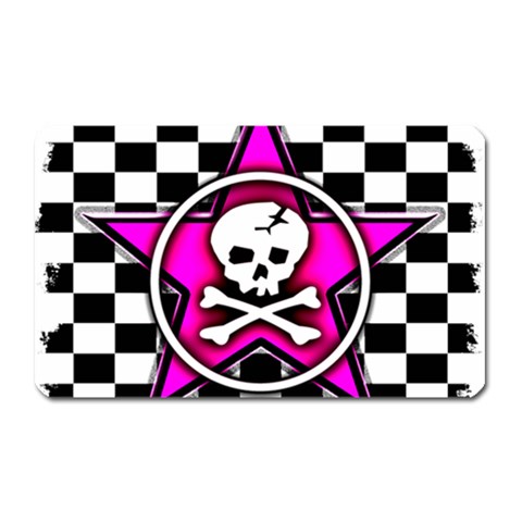 Pink Star Skull Checker Magnet (Rectangular) from ArtsNow.com Front