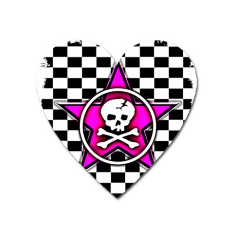 Pink Star Skull Checker Magnet (Heart) from ArtsNow.com Front