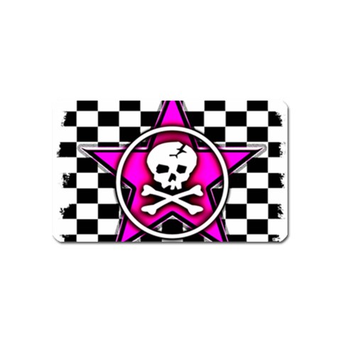 Pink Star Skull Checker Magnet (Name Card) from ArtsNow.com Front