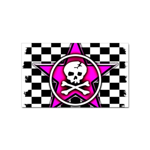 Pink Star Skull Checker Sticker Rectangular (10 pack) from ArtsNow.com Front