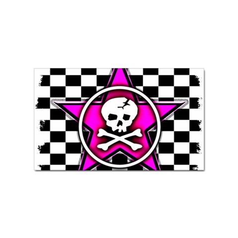 Pink Star Skull Checker Sticker Rectangular (100 pack) from ArtsNow.com Front