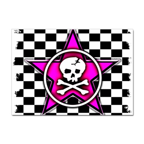 Pink Star Skull Checker Sticker A4 (10 pack) from ArtsNow.com Front