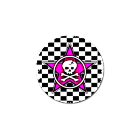 Pink Star Skull Checker Golf Ball Marker from ArtsNow.com Front