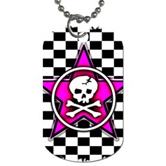 Pink Star Skull Checker Dog Tag (Two Sides) from ArtsNow.com Front