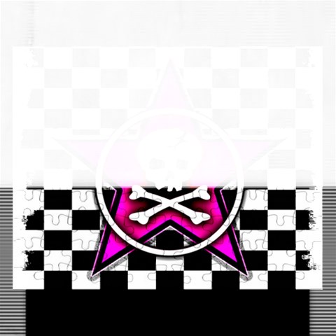 Pink Star Skull Checker Jigsaw Puzzle (Rectangular) from ArtsNow.com Front