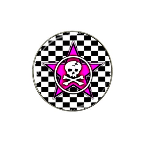 Pink Star Skull Checker Hat Clip Ball Marker from ArtsNow.com Front