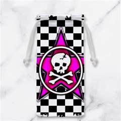 Pink Star Skull Checker Jewelry Bag from ArtsNow.com Front