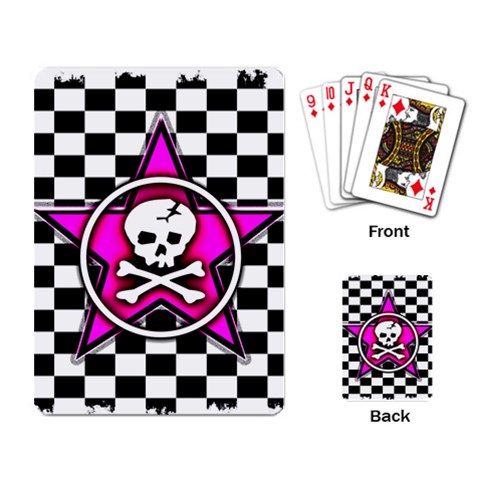 Pink Star Skull Checker Playing Cards Single Design from ArtsNow.com Back