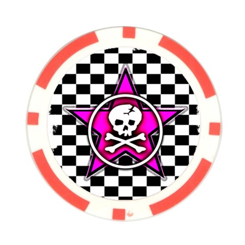 Pink Star Skull Checker Poker Chip Card Guard from ArtsNow.com Front