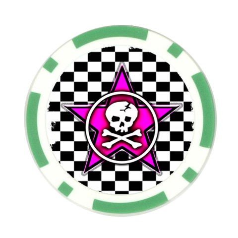 Pink Star Skull Checker Poker Chip Card Guard from ArtsNow.com Front