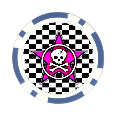 Pink Star Skull Checker Poker Chip Card Guard from ArtsNow.com Front